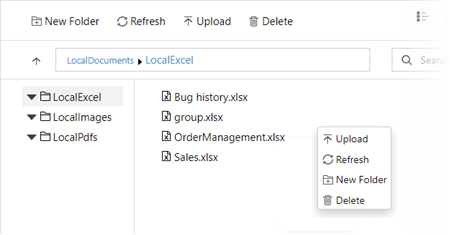Showing context menu appearing on right-clicking a folder in File Manager