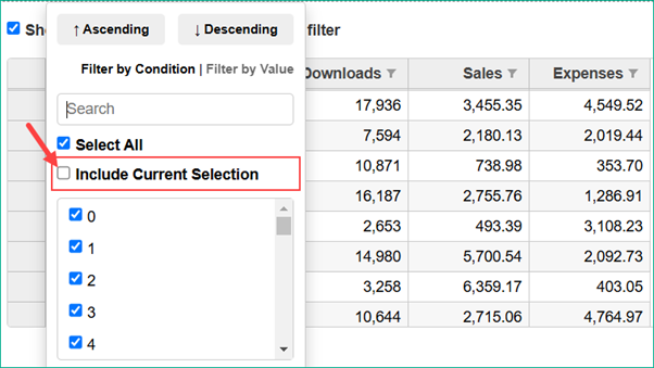 IncludeCurrentSelection