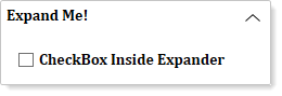 Checkbox content area Expander control