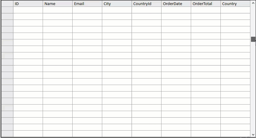 The image shows cursor scrolling down the scroll-bar of application and the data loading after each scroll.