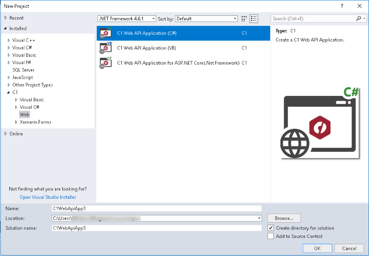 C1Web API - Visual Studio project template