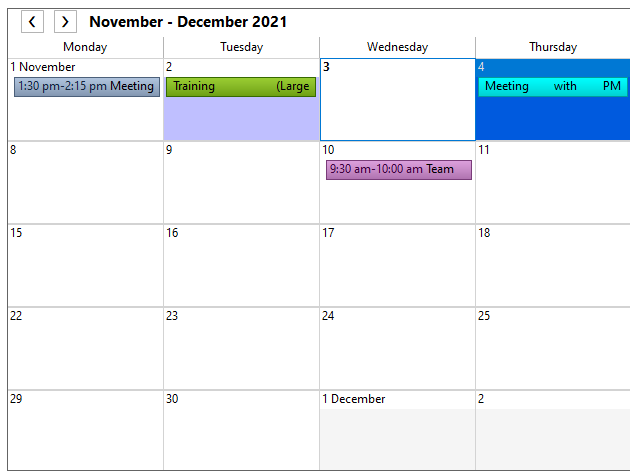 C1WinForms Scheduler predefined labels usage example