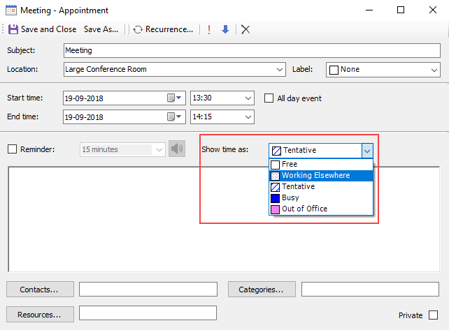 C1WinForms Scheduler show time as drop-down list menu