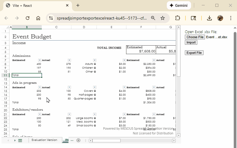 Exporting XLSX files from a React Web Application