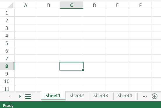 SpreadJS All Sheets dialog showing multiple selected active worksheets highlighted in the sheet navigation list.