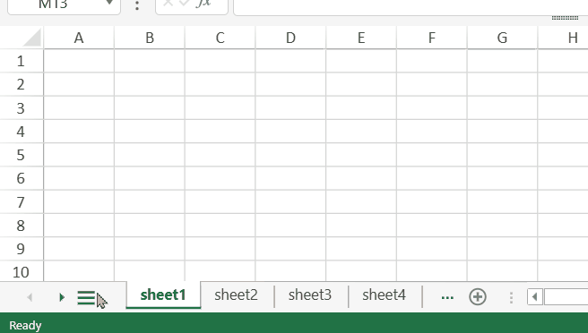 SpreadJS All Sheets dialog search box filtering worksheet names and automatically selecting the first case-insensitive match.