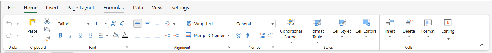SpreadJS Designer displays the Default Ribbon Mode with full tabs and command groups for desktop spreadsheet editing workflows.
