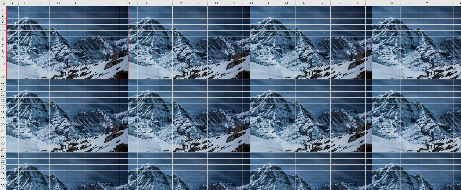 SpreadJS worksheet background image comparison showing the repeat layout filling the worksheet and the none layout drawing one image in the upper-left corner.