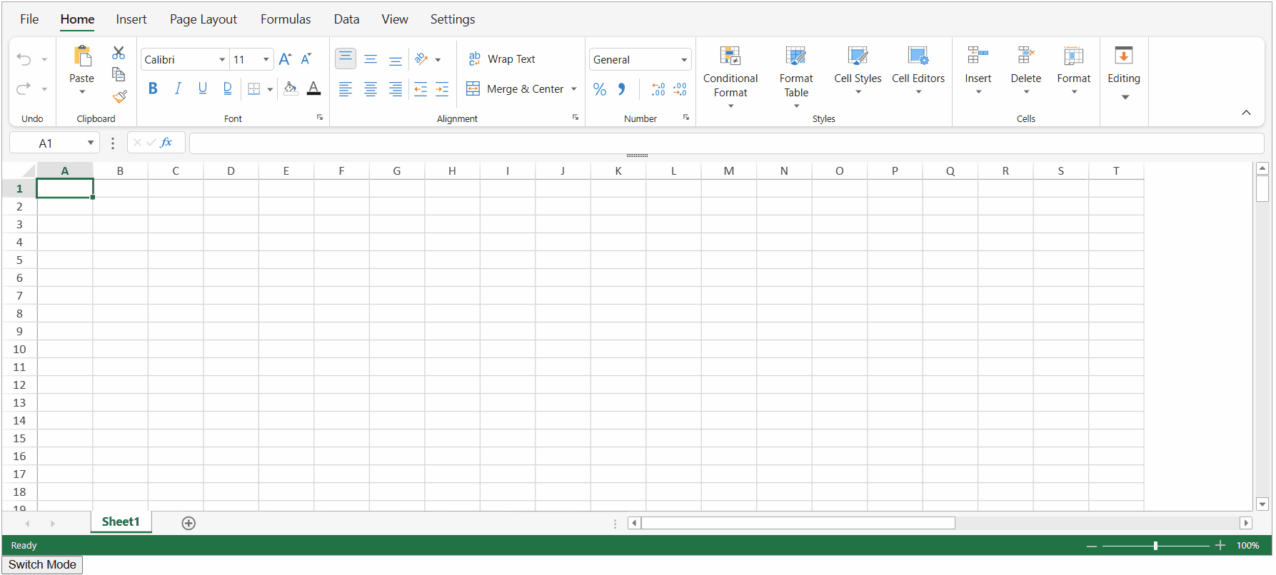 SpreadJS Designer switches between default and toolbar ribbon modes through the setConfig method, updating the ribbon UI after each button command.