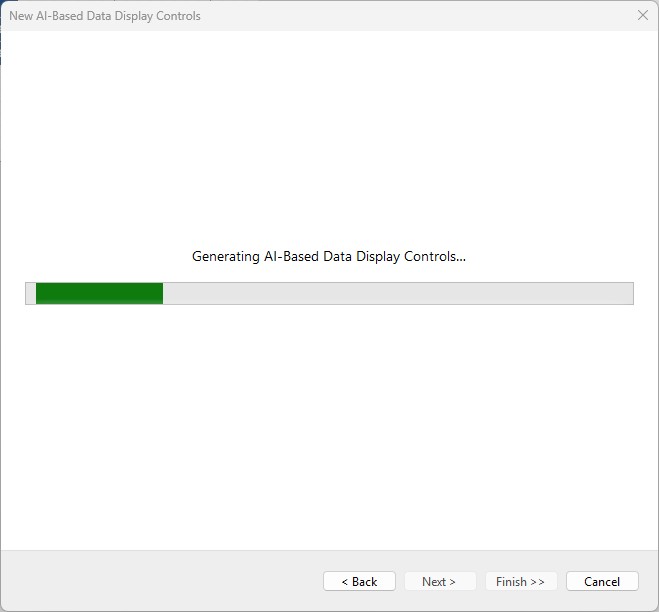 Generating AI-Based Data Display Controls progress bar