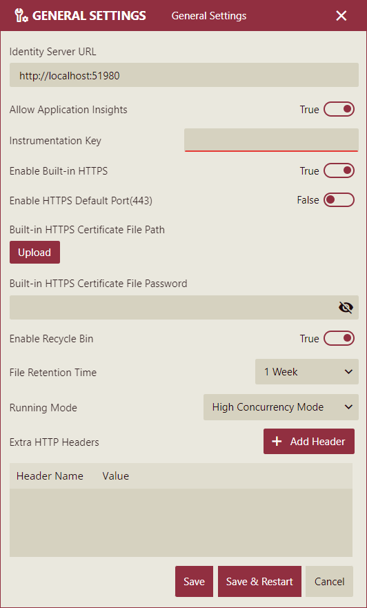 General Settings tab of System Configurations