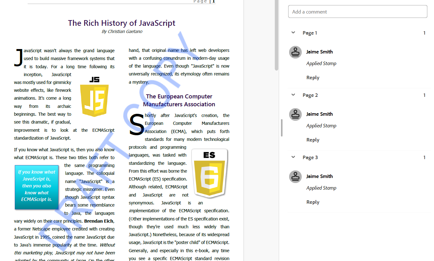 DsPdf demonstration of PDF annotations, adding an appearance stream to a stamp annotation in a PDF document