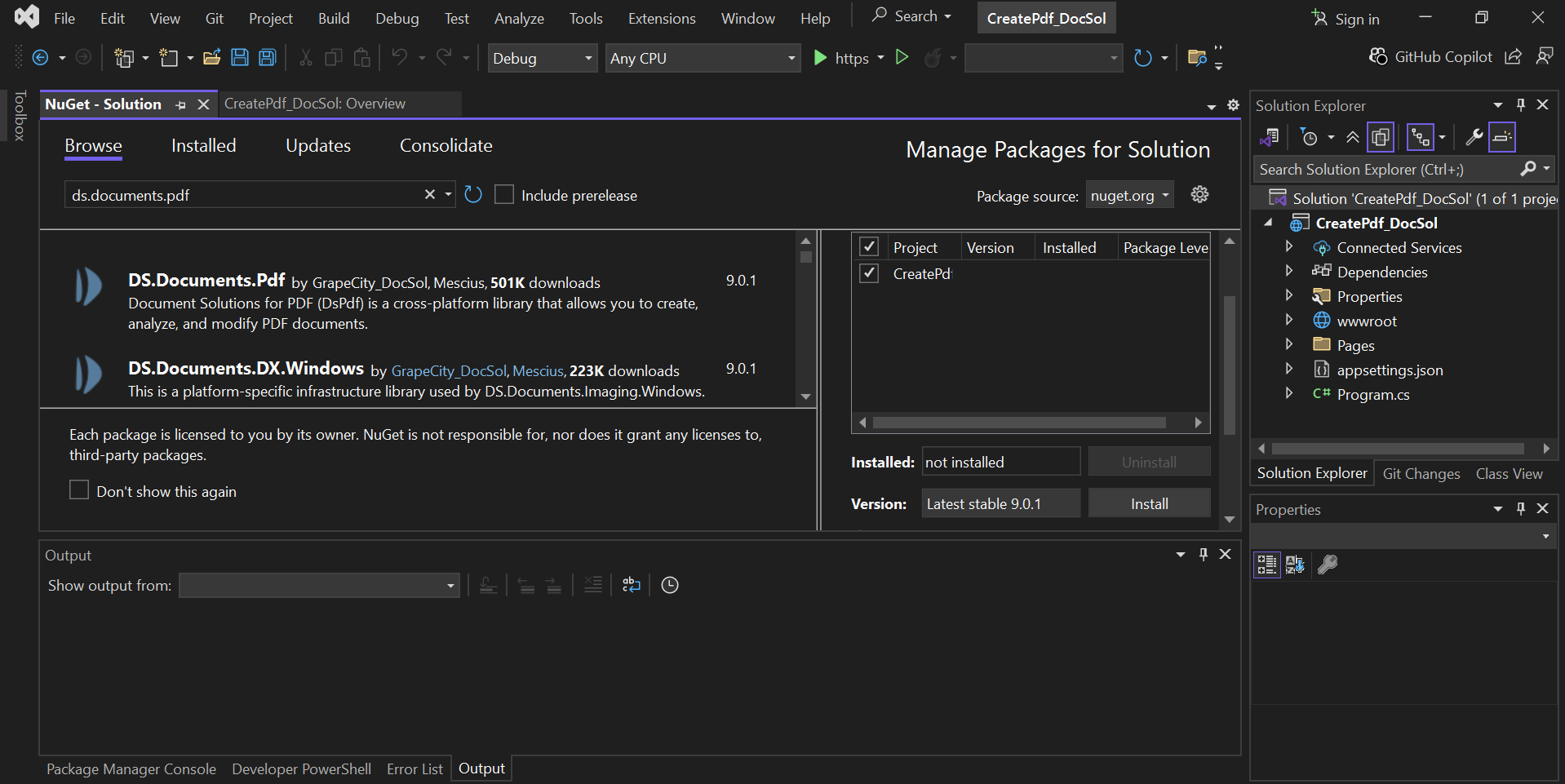 Install a .NET PDF API library for ASP.NET Core Project