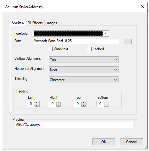 ColumnStyle Editor