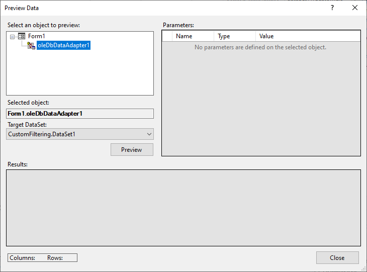 Preview Data Dialog