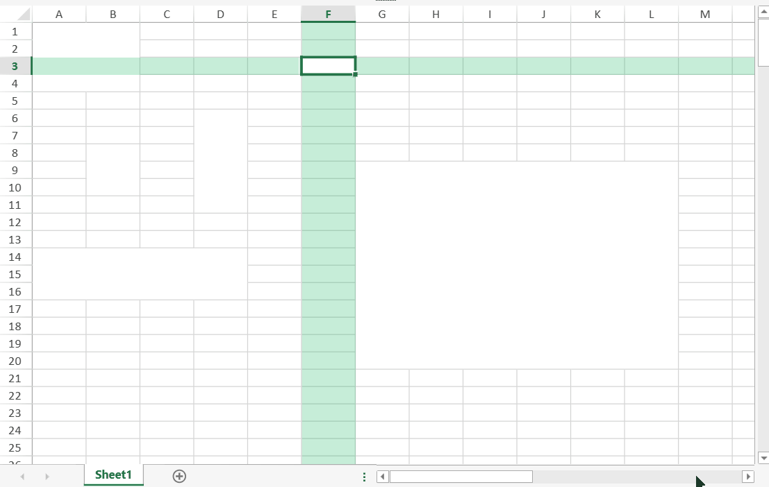 SpreadJS Focus Cell behavior for merged cells, using the merged area as the focus area when the active cell is merged.