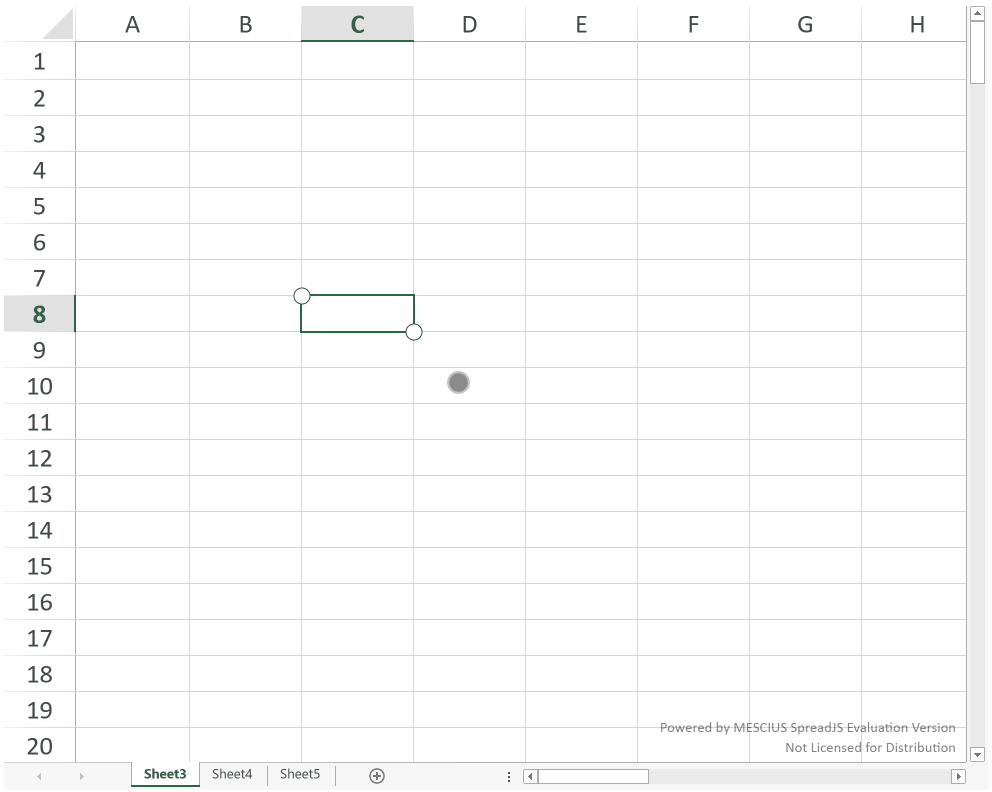 SpreadJS touch workflow demonstrates using a two-finger tap to open the context menu for the current worksheet selection.