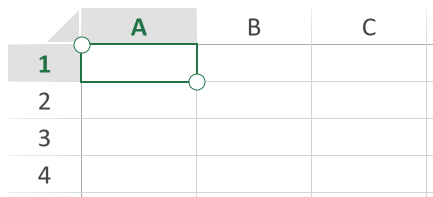 SpreadJS touch-enabled worksheet displays circular selection handles at the corners of a selected cell range instead of a mouse fill handle.