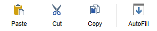 SpreadJS Touch Toolbar displays context-sensitive Cut, Copy, Paste, and AutoFill commands near the selected worksheet cell range.