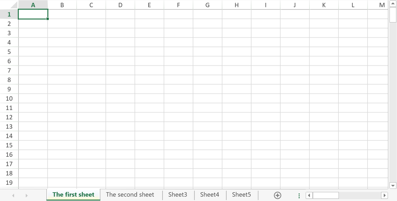 SpreadJS workbook showing renamed worksheet tabs and a customized sheet tab color set through worksheet API properties.