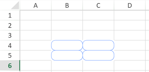 SpreadJS cell range with rounded corners applied to every individual cell through the setBorderRadius method and its all scope option.