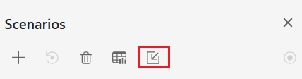 SpreadJS Designer Scenarios panel provides a Merge command for importing scenario definitions from another supported workbook file.