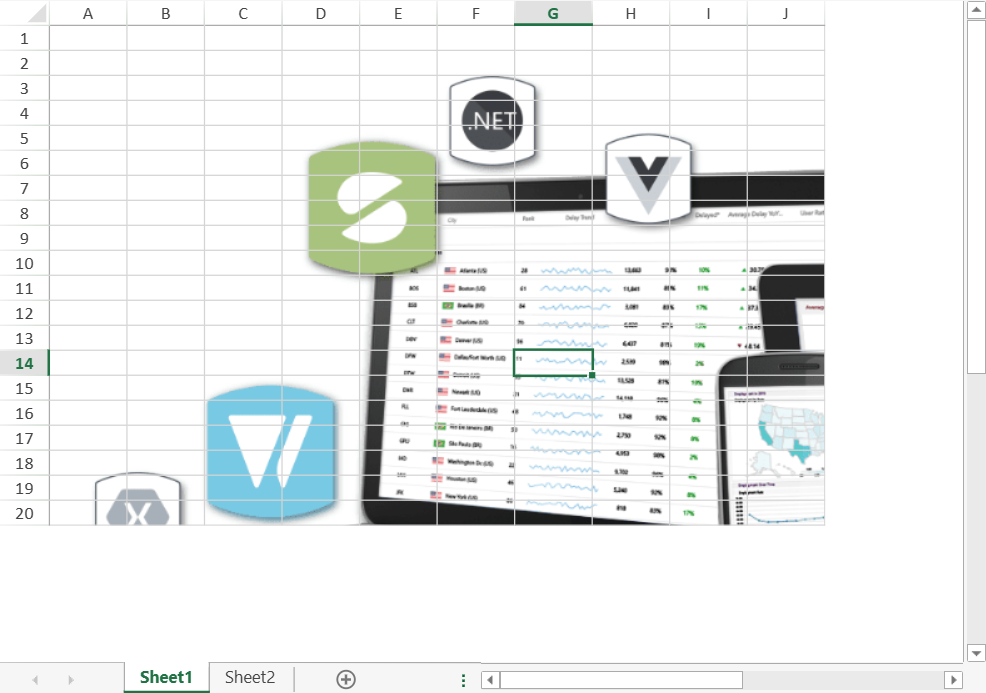 SpreadJS worksheet clipping portions of an oversized background image outside the worksheet display area while preserving the image’s original dimensions.