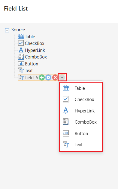 SpreadJS Designer displays field options including Text, Table, CheckBox, HyperLink, ComboBox, and Button for bound worksheet elements.
