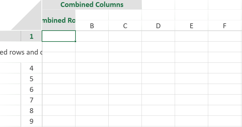 SpreadJS multi-level headers with three column headers merged horizontally, two column header rows merged vertically, and a two-by-two row header span.