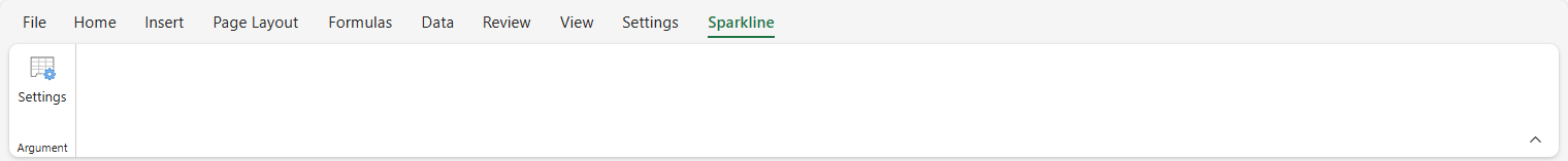 SpreadJS Designer displays the Sparkline Design tab for formatting line, column, or winloss sparklines created through worksheet formulas.