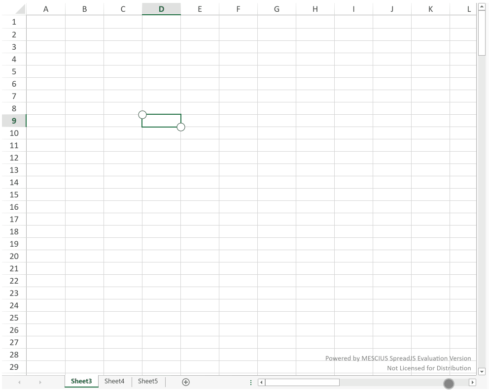 SpreadJS touch workflow demonstrates tapping a selected cell or range again to display the Touch Toolbar beside the worksheet selection.f