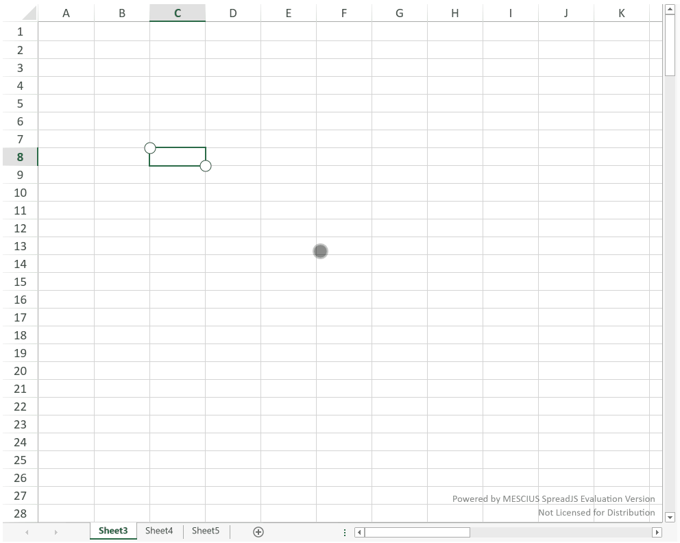 SpreadJS touch workflow demonstrates using a pinch gesture to zoom the worksheet view in or out.