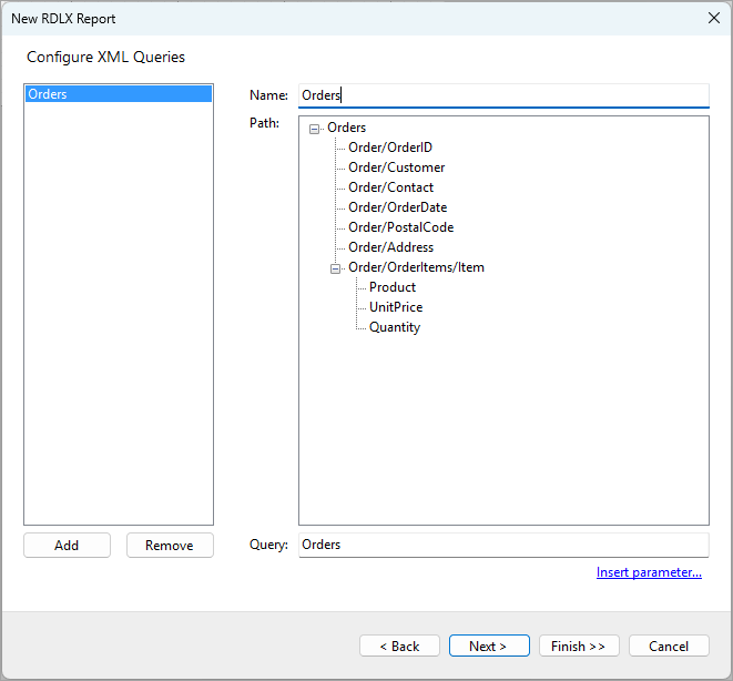 Configure XML Queries