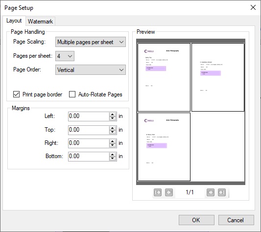 Advanced Print Options Layout Settings