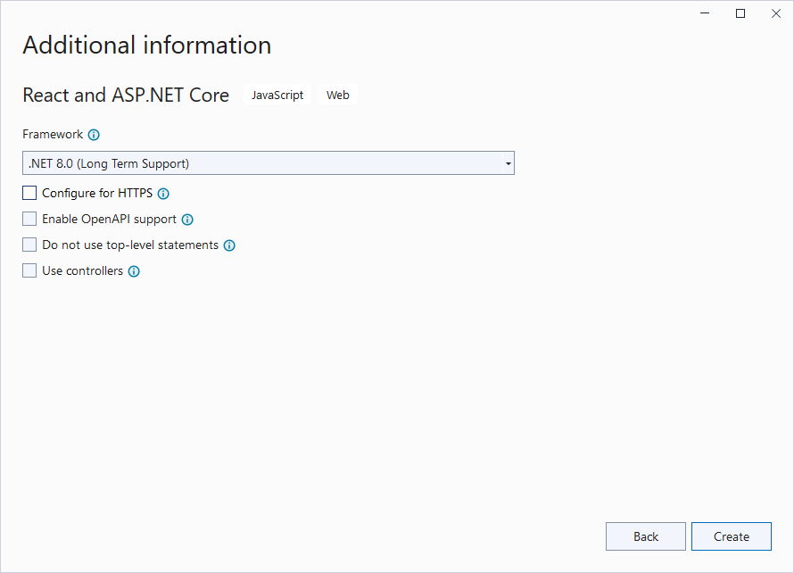 Create a New Project Dialog