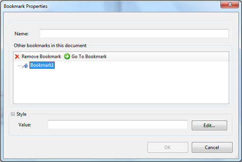bookmark properties dialog box