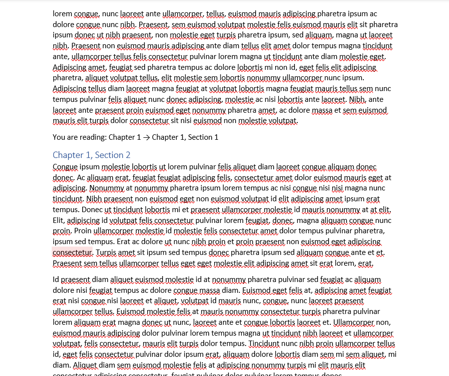 DsWord document showcasing the use of STYLEREF field showing the STYLEREF field for chapter 1