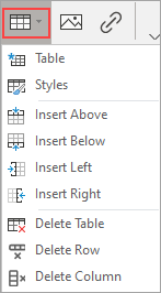 C1WinForms Editor table insert and remove command within insert group
