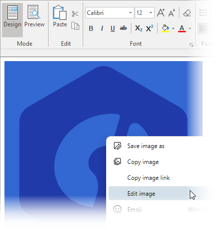 C1WinForms Editor insert images - Image editing demo