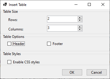C1WinForms Editor table elements command within insert group