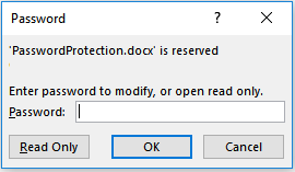 Password protection dialog