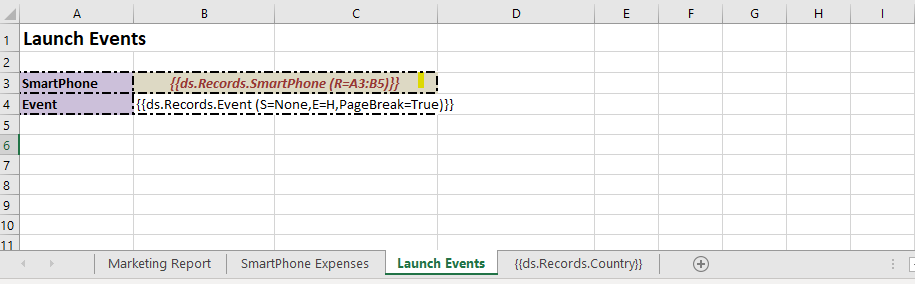 Range, sort, and page break properties
