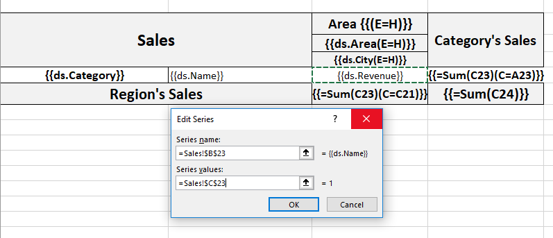 Series Values dialog