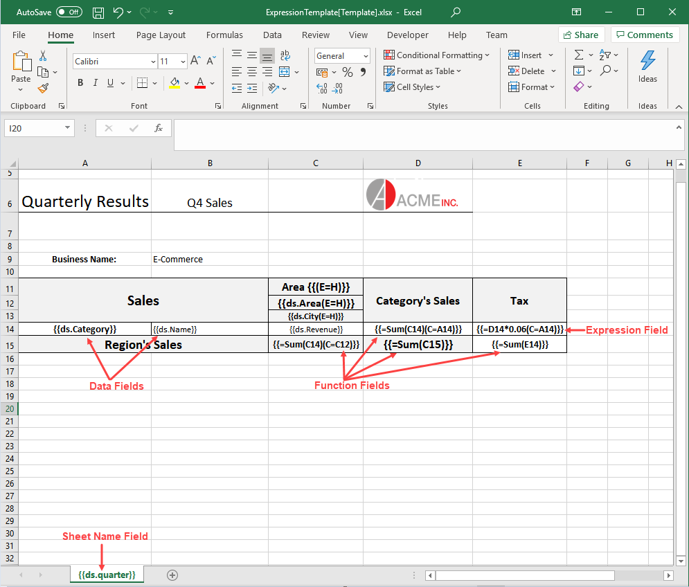 Template fields