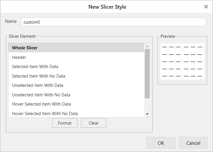 New SlicerStyle Dialog