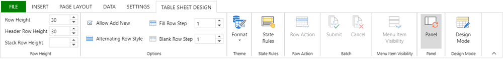 tablesheet design tab