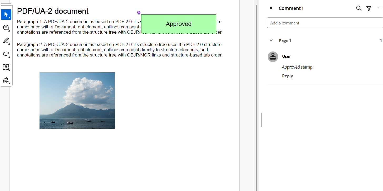 DsPdfJS illustration of creating a PDF/UA-2 document