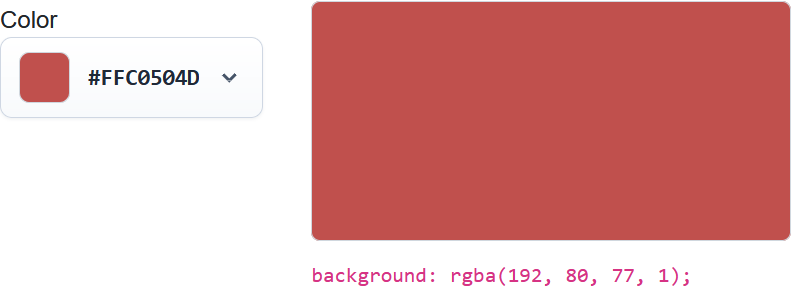 C1Blazor ColorPicker - Quick start colorpicker menu