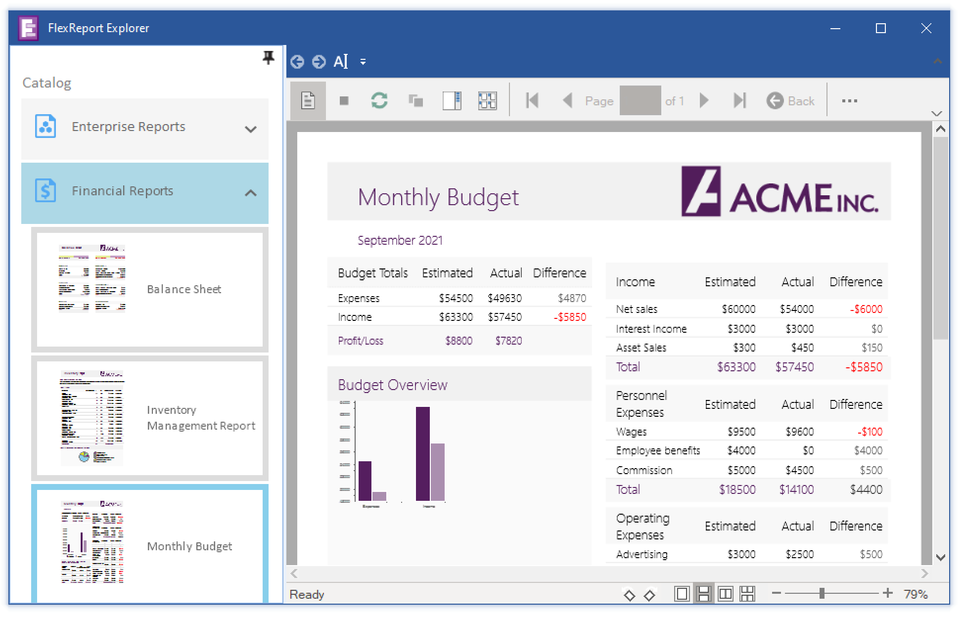 .NET Financial Report