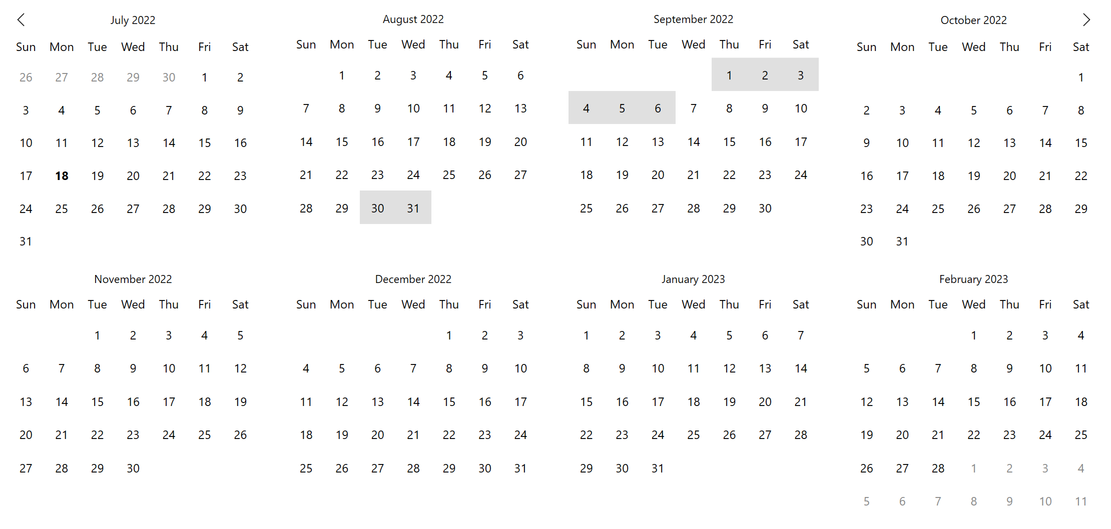WPF Calendar Multi-Month